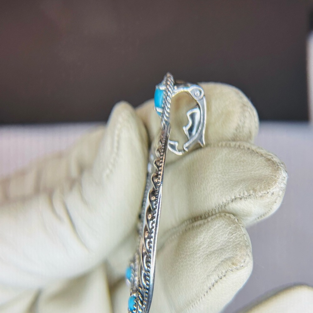 Carolyn Pollack 925 Sterling Silver West Turquoise Squash Blossom Necklace - Picture 6 of 8